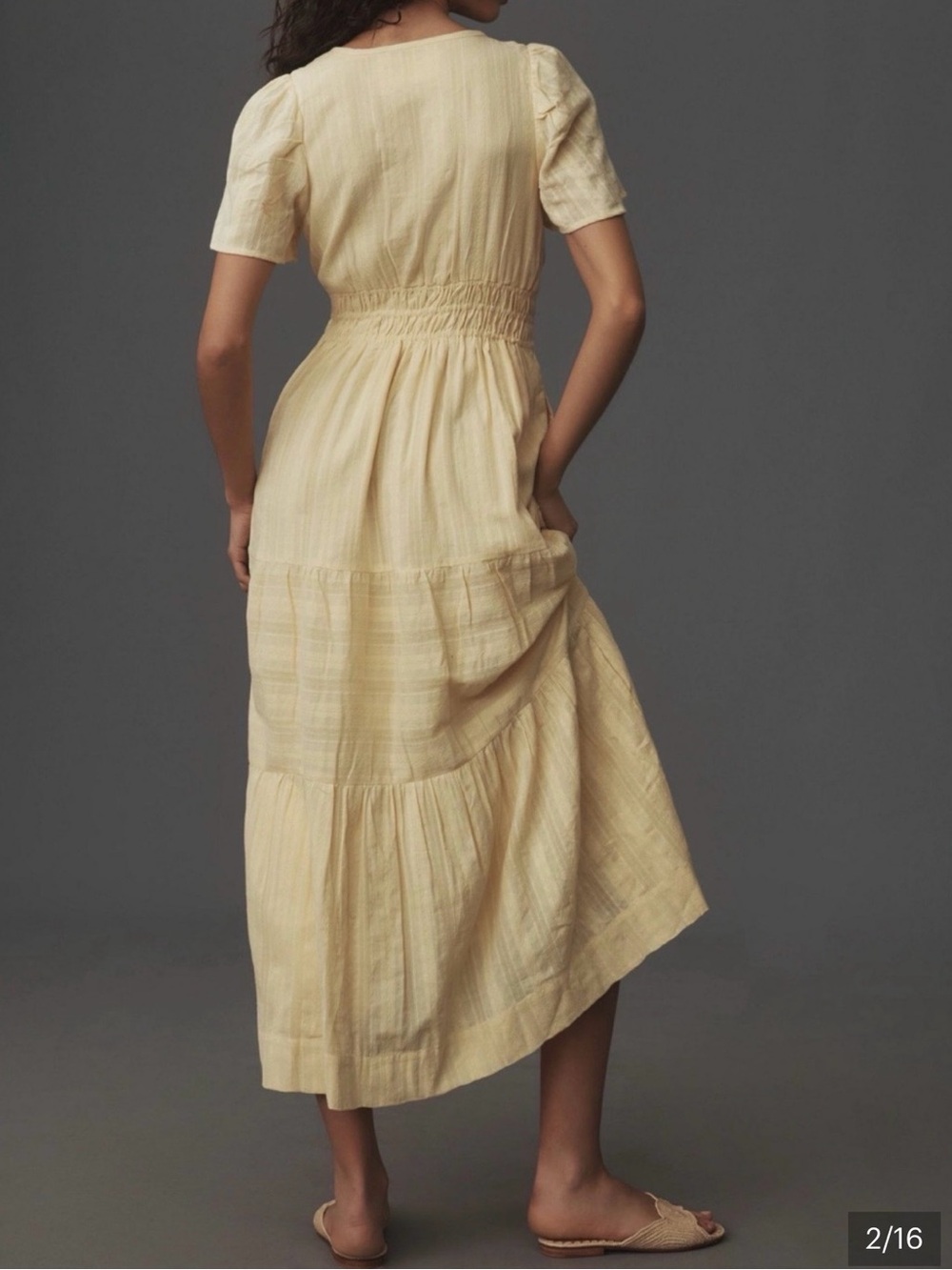 Anthropologie Somerset Yellow Tiered Maxi Dress with Smocked Waist
